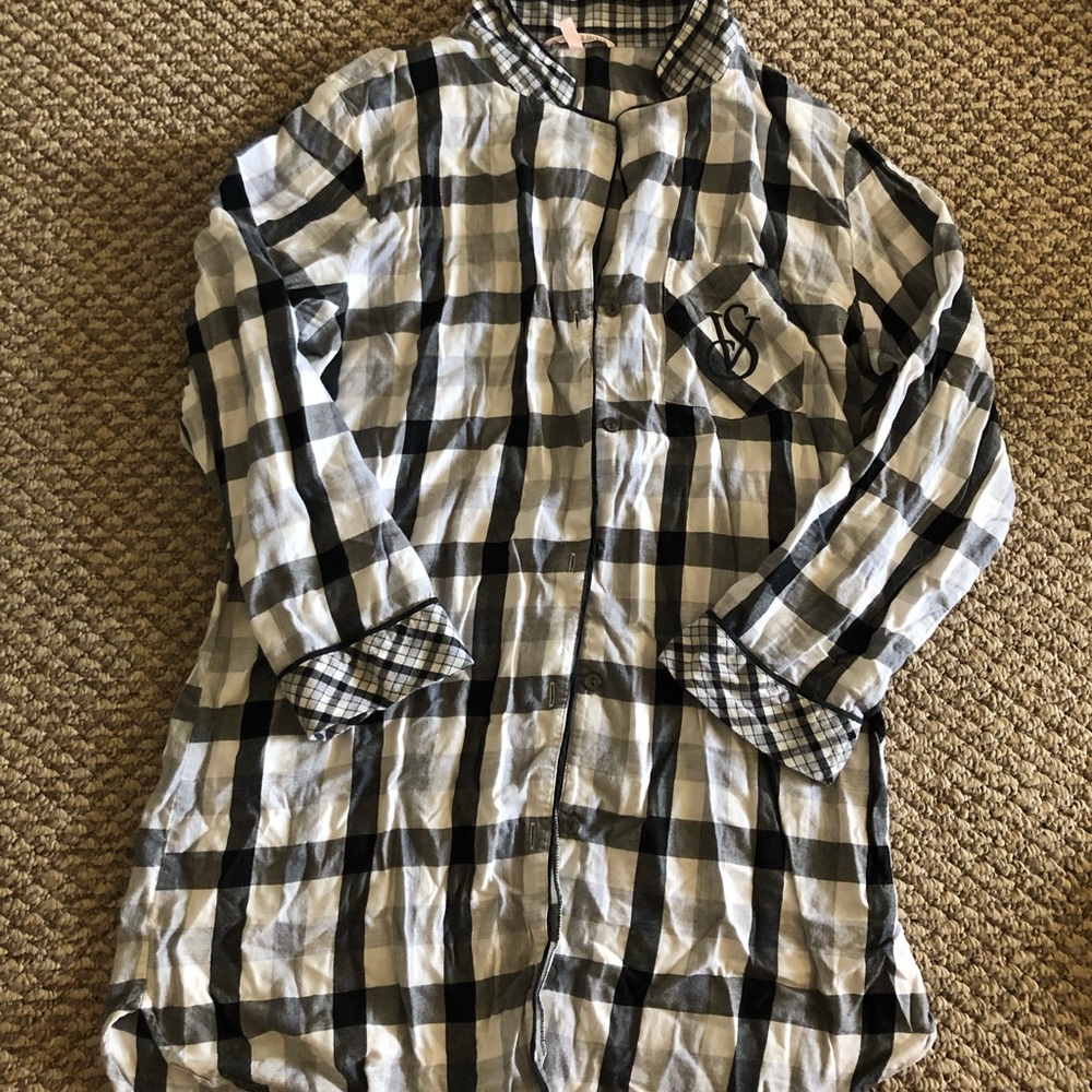 Pink pajama button down shirt